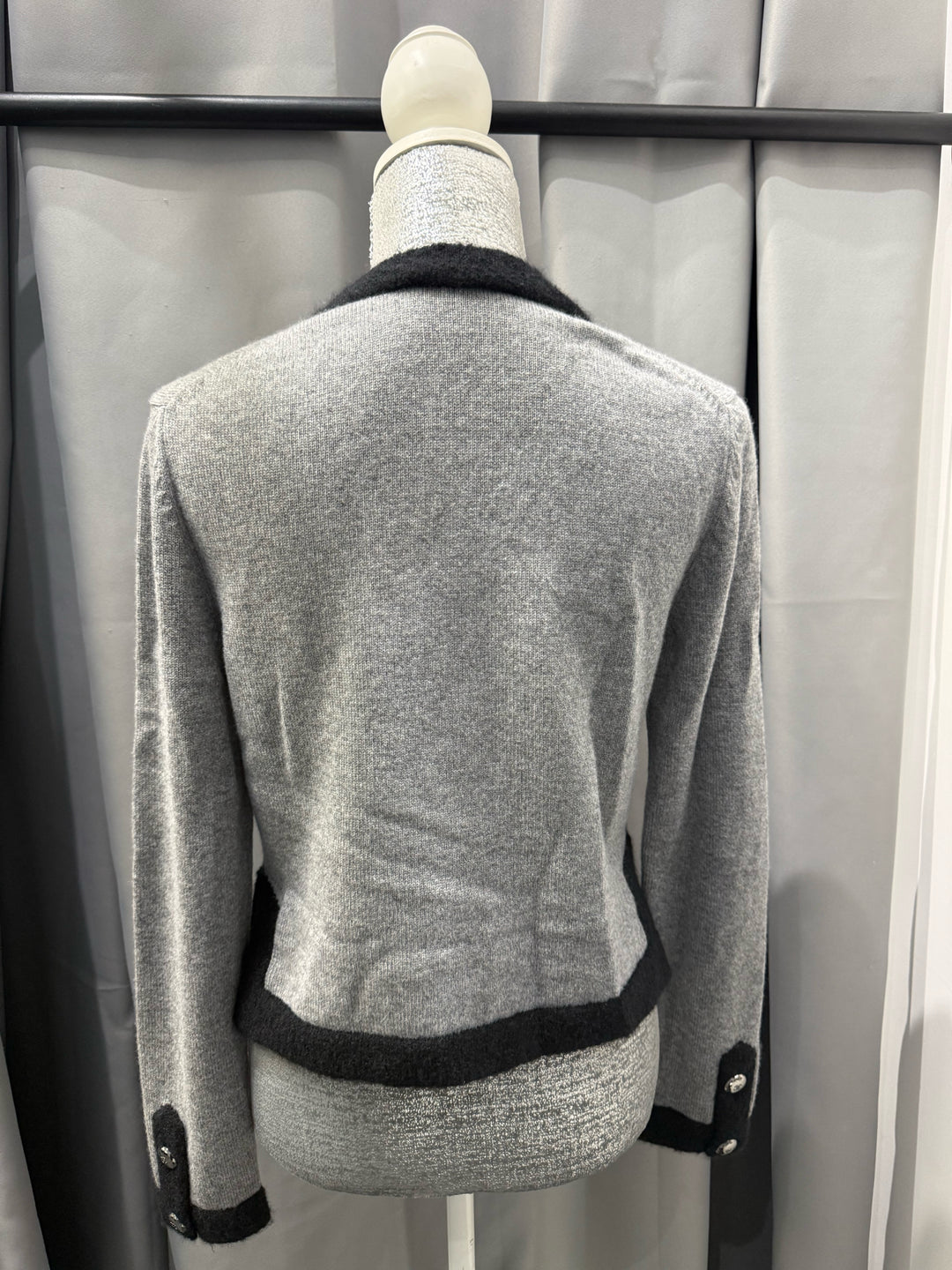 Chanel 2021 100% Cashmere Metallic CC Logo Buttons Cardigan Size 40