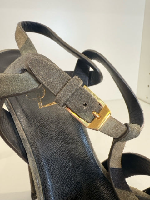 Pre Owned Yves Saint Laurent Sz 6 Camo TRIBUTE Suede 5" Sandals Shoes