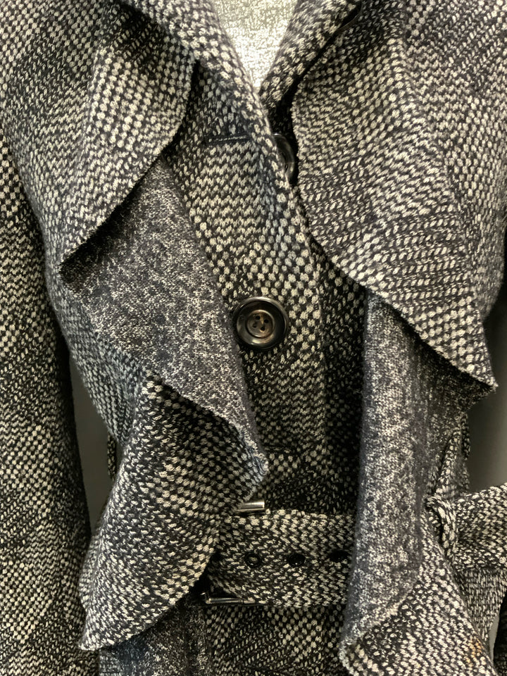 Diane Von Furstenberg Ruffle Placket Coat Size 6