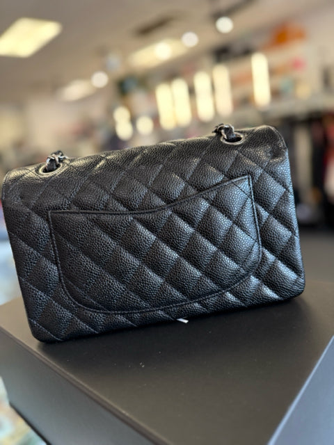 Chanel Caviar Black Small Classic  Shoulder Crossbody Bag Full Set