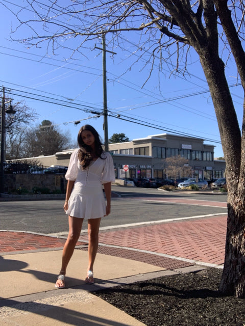 H&M 2 Pc Sz XS white Eyelet Top 7 Skirt Set