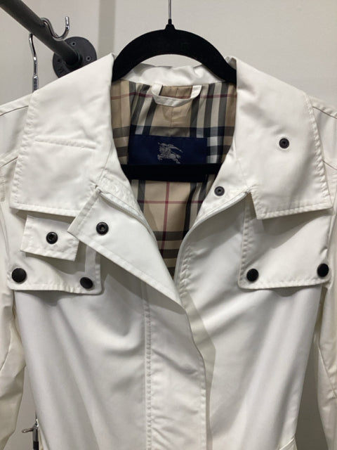 Burberry Sz S White Lightweight Raincoat Trench Coat