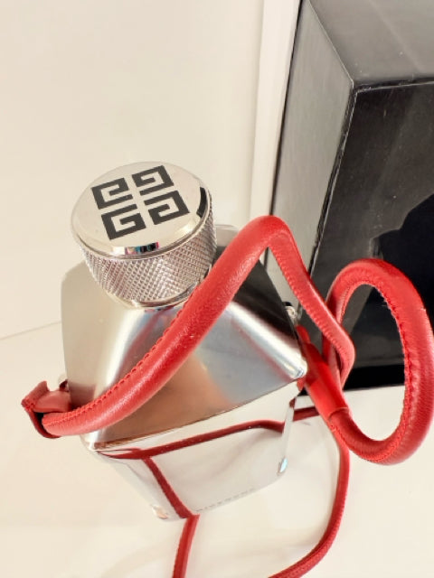 Pre Owned Givenchy Other Beverage flask w/red leather strap in box