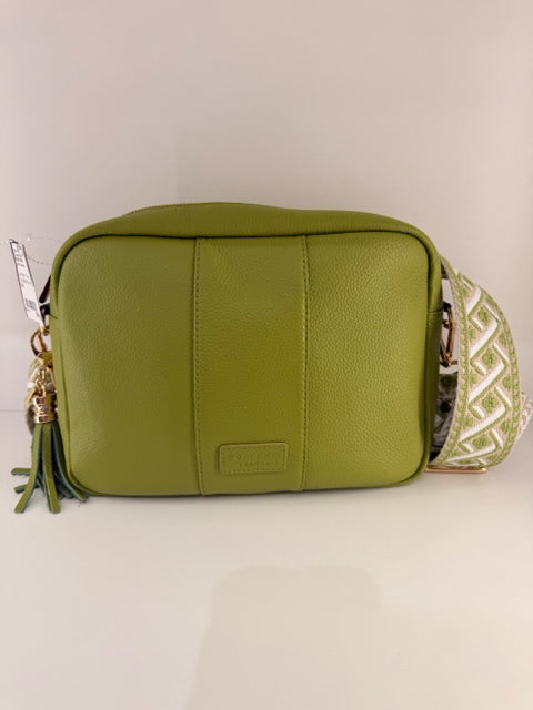 Pre Owned London City Lime Leather Strap POM POM Cross Body