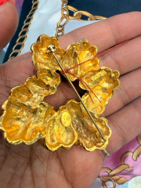 Kenneth Jay Lane Gold Vintage Ribbon Brooch