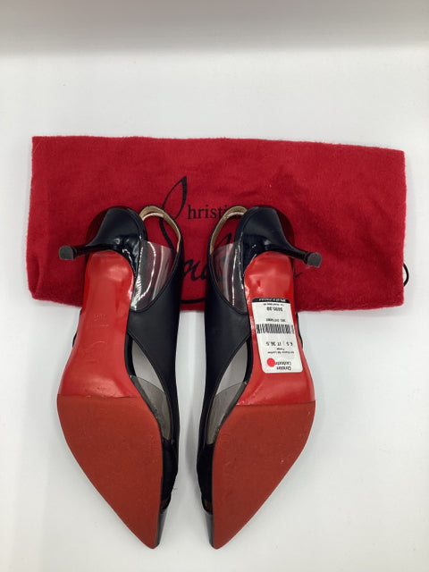 Pre Owned Christian Louboutin Sz 36.5 Suede/leather Slingbacks Shoes w/ Dustbag