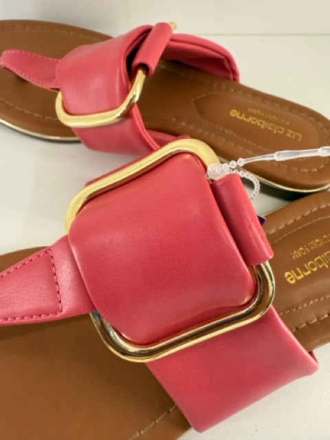 Pre Owned Liz Claiborne Sz 5 Pink Leather Sandals Thongs Shoes