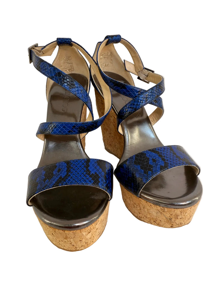 Jimmy Choo Navy Snake Designer Shoes Sz 41