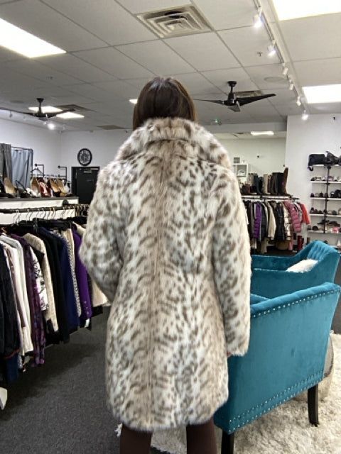 Karl Lagerfeld Sz S Faux Fur Leopard Print Coat Jacket