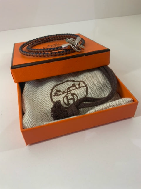 Pre Owned Hermes' Glenan Double Tour Designer Bracelet Full Set