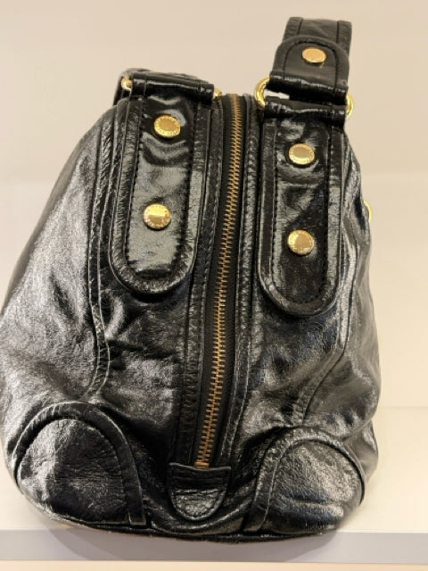 Marc Jacobs Top handle Black Patent Leather with gold hardware Satchel Bag