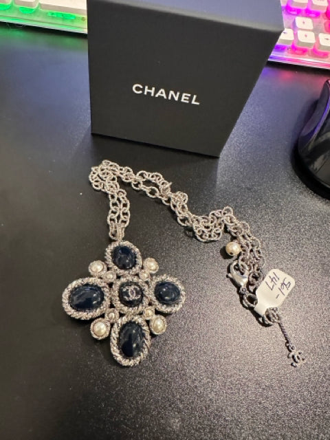 Chanel 2013 Enamel Pendant Necklace w Pearls