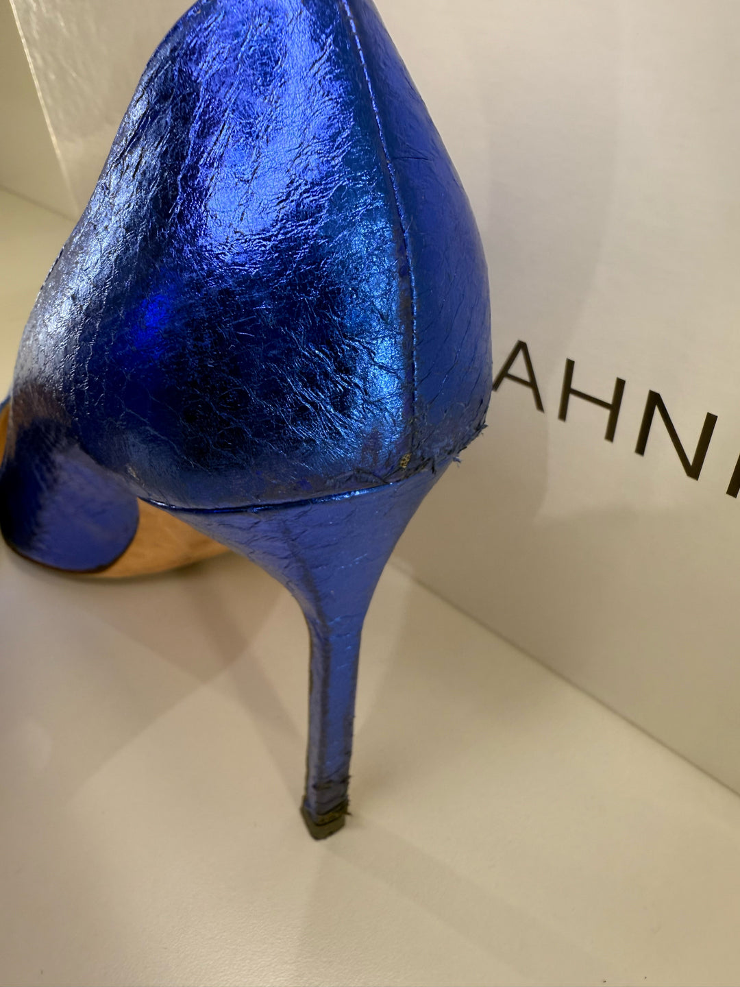 Manolo Blahnik As Is Bibi Snake Pump Sz 38.5 Shoe