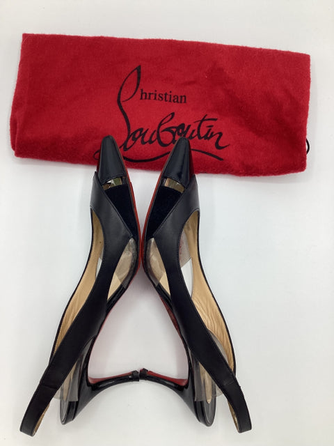 Pre Owned Christian Louboutin Sz 36.5 Suede/leather Slingbacks Shoes w/ Dustbag