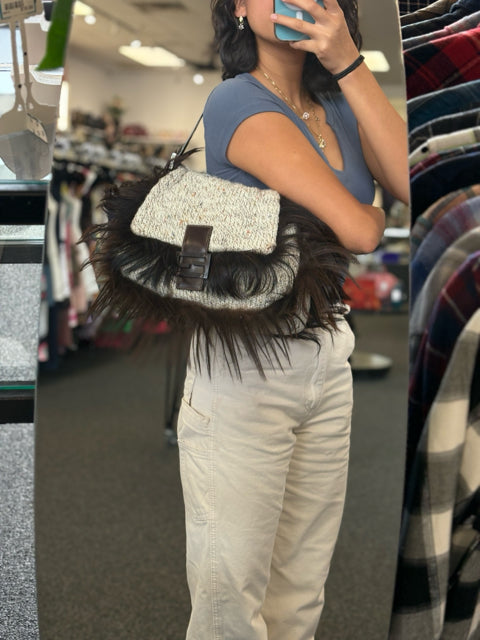 Fendi Crochet Yarn Mamma Baguette HandBag