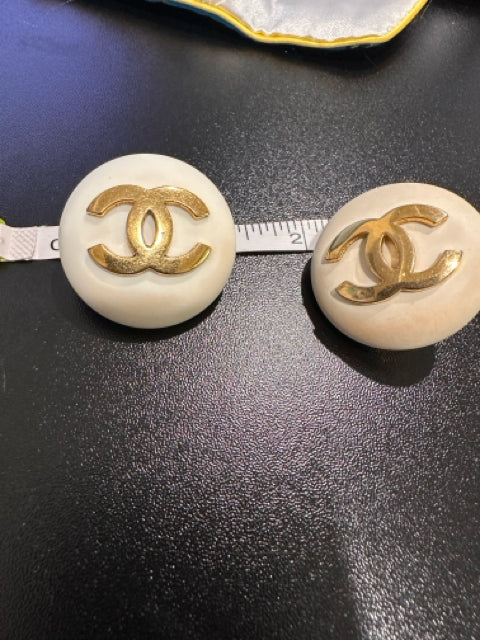 Chanel CC White Clip Earrings AS-IS