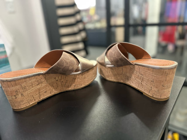Coach Sz 9 Metallic Wedge Sandles Shoe