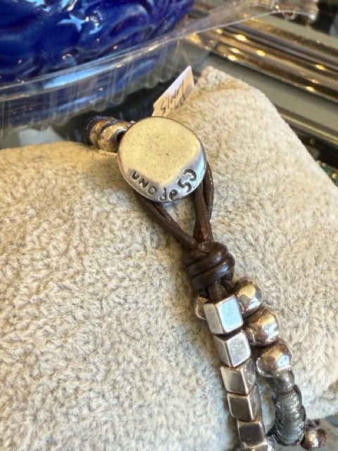 Uno De 50 Bracelet Multi Leather Strand w Beads