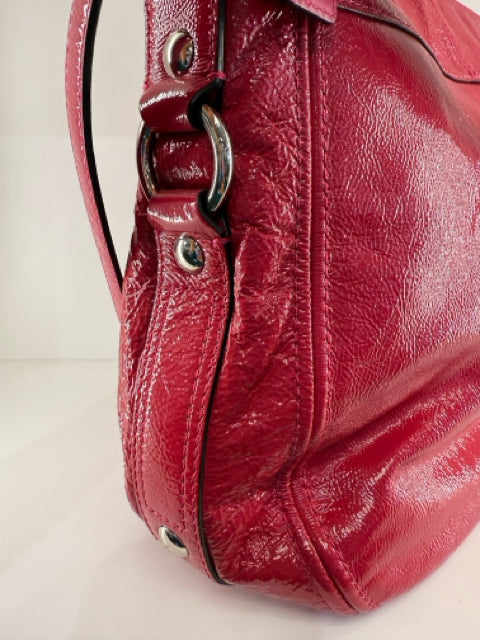 Pre Owned Coach Fuschia Patent Leather Shoulder Bag Purse