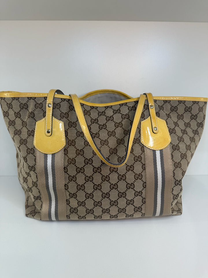 Gucci Jolie Tote w/ Yellow Trim Designer Bag