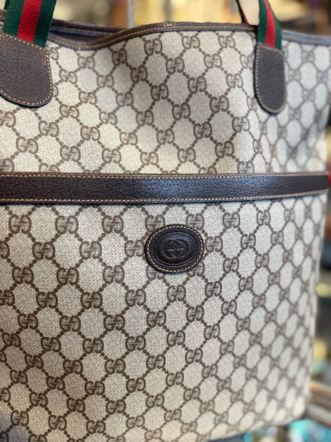 Gucci Vintage Supreme Canvas Large Shopper Tote