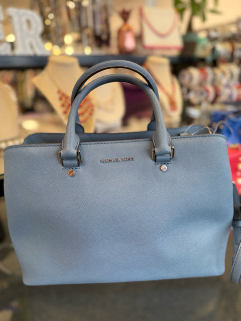 Michael Kors Leather Slate Blue Satchel