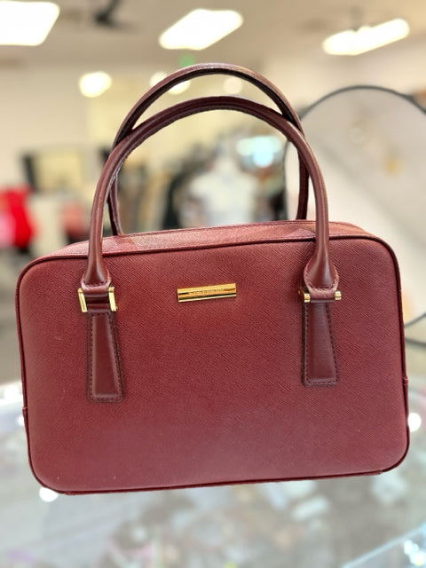 Burberry Red Tote Double Handle Gold Hardware Designer Bag