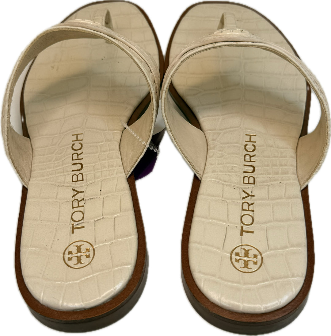 Tory Burch T Strap Croc Embossed Thong Shoes Sz 9