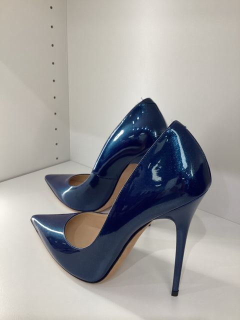 Sz 39 Jimmy Choo Metallic Navy High Heels Pumps Shoes