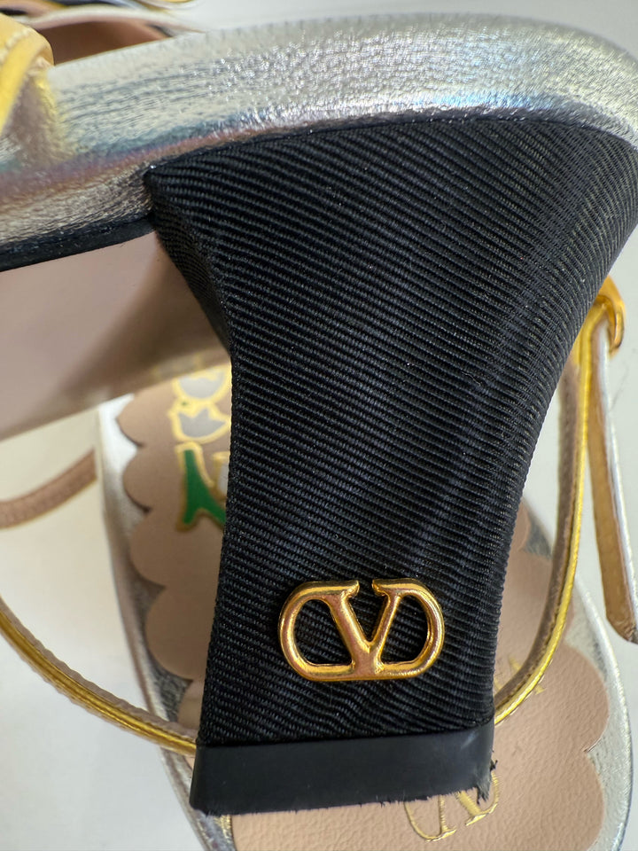 Valentino Bowow Moire Slingback Designer Shoes Size 10.5