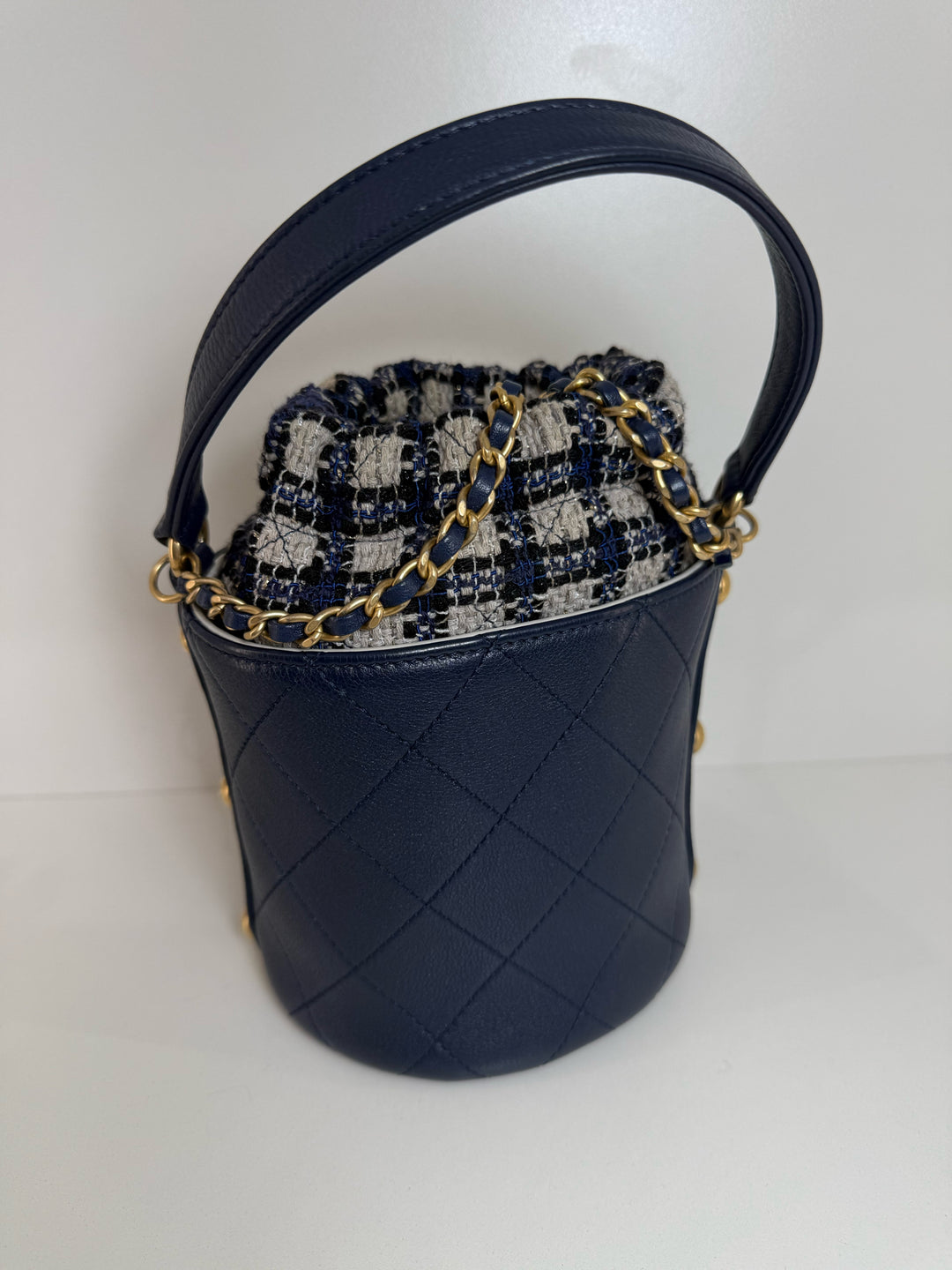 Chanel Small Tweed Bucket Bag Gold hardware Designer Bag