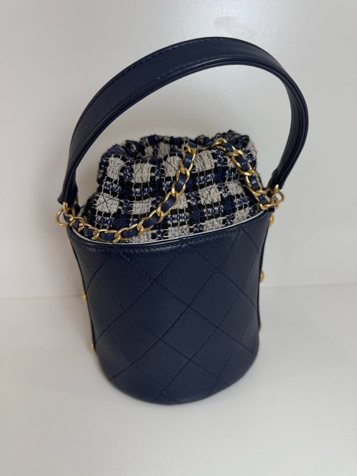 Chanel Small Tweed Bucket Bag Gold hardware Designer Bag