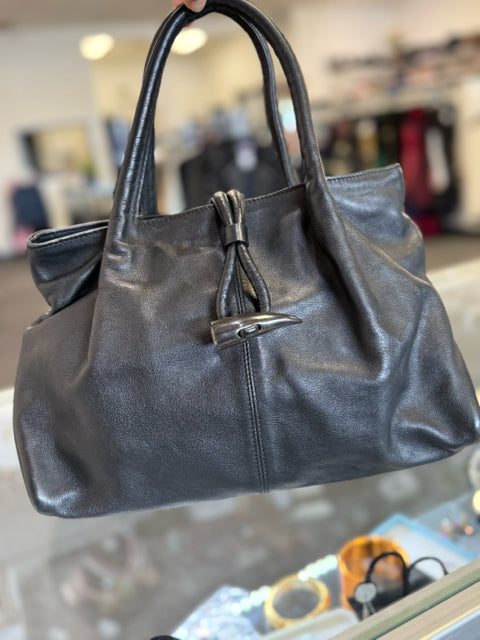 Burberry Black Designer Bag w/ Horn Closure