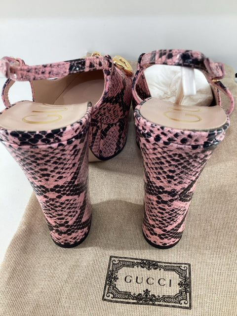NIB Gucci NIB Chunky Pink Python Platfrom GG Slingback Sandal Designer