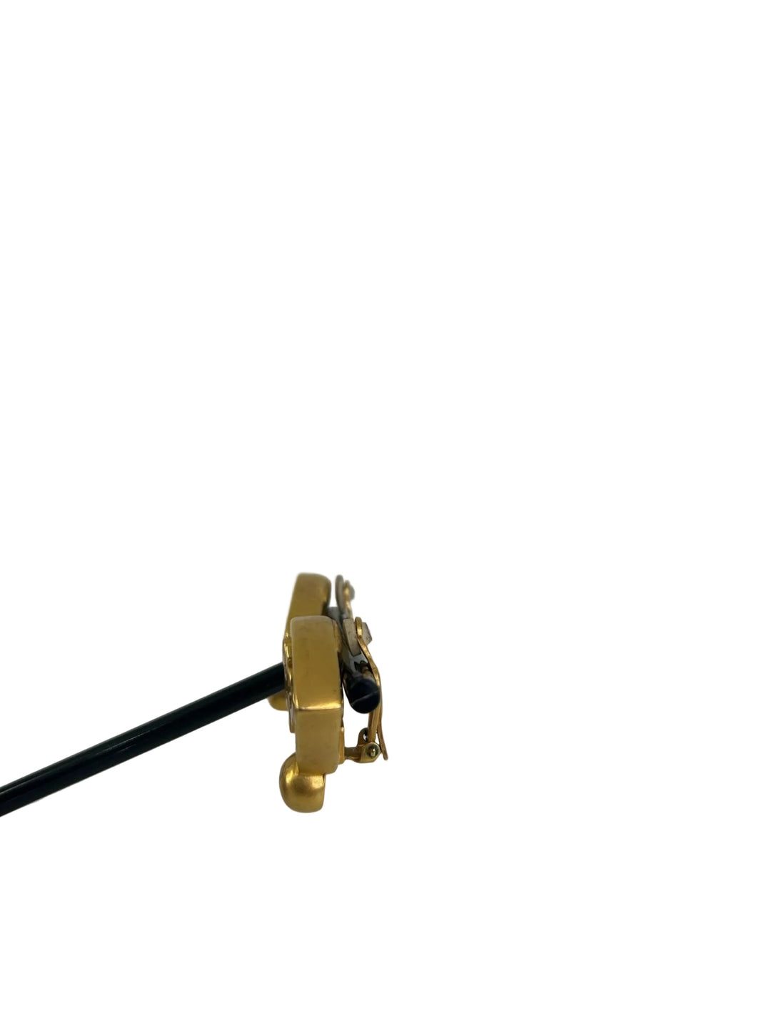 Vintage Karl Lagerfeld Gold Fan Earrings w/ KL