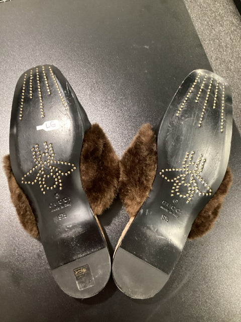 Gucci Sz 9.5 Princeton w/ Fur Trim Slippers Shoes