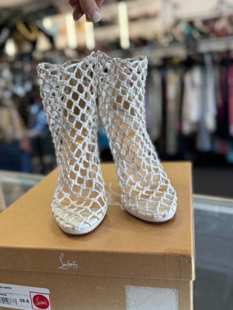Christian Louboutin Sz 39.5 Porligat 120 Napa Mesh Ankle Boot Shoe Pre Loved