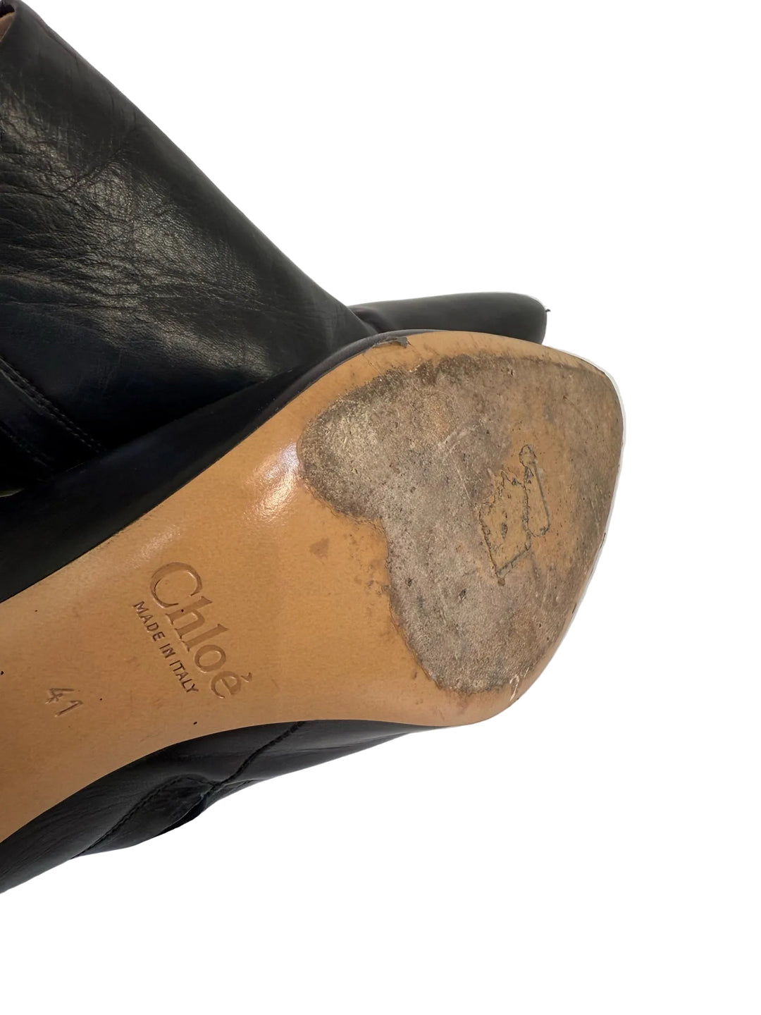 Chloe Ankle Cut Boot Side Zipper Gold Heel Sz 41 Designer Shoes