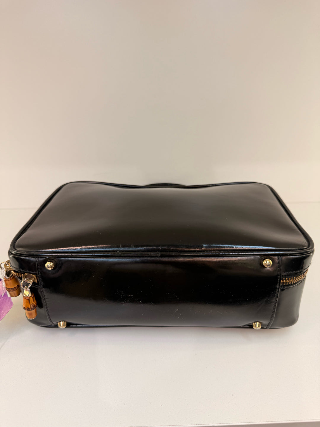 Gucci Vintage Lunch Box Style Bamboo Zipper Pulls