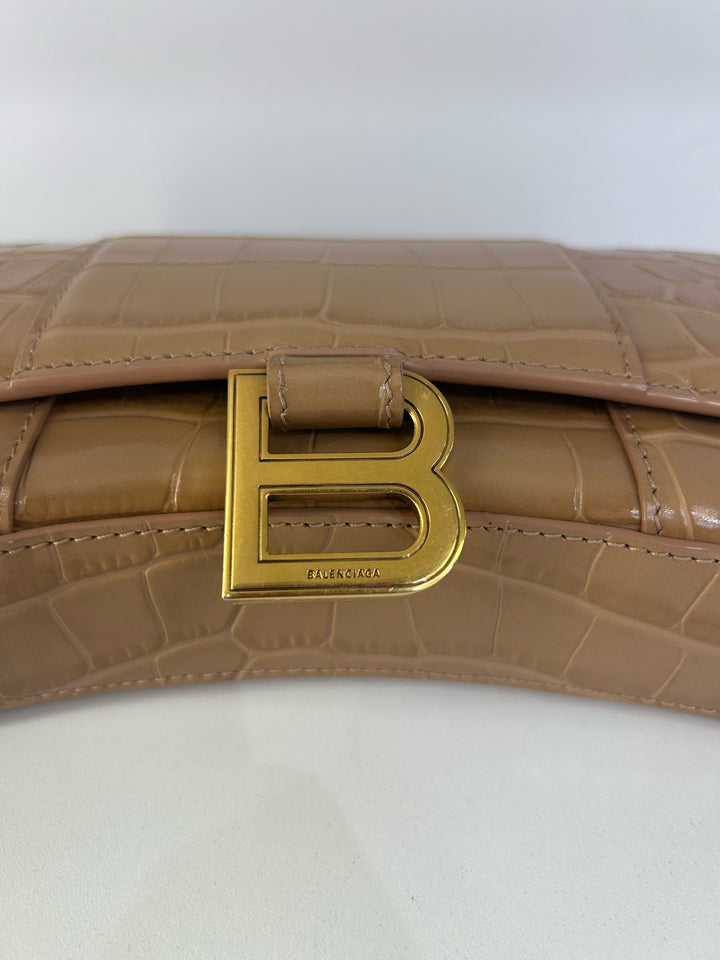 Balenciaga Leather Croc Print Designer Wallet on Chain