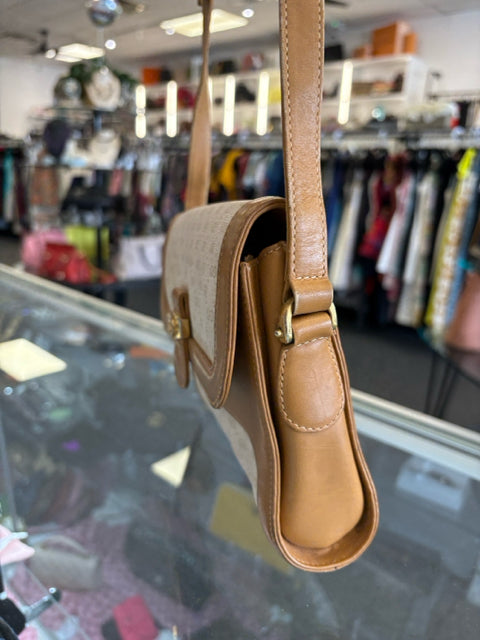 Gucci Vintage GG Cream Micro Guccissima w Tan Leather Crossbody Mini Tote Handbag