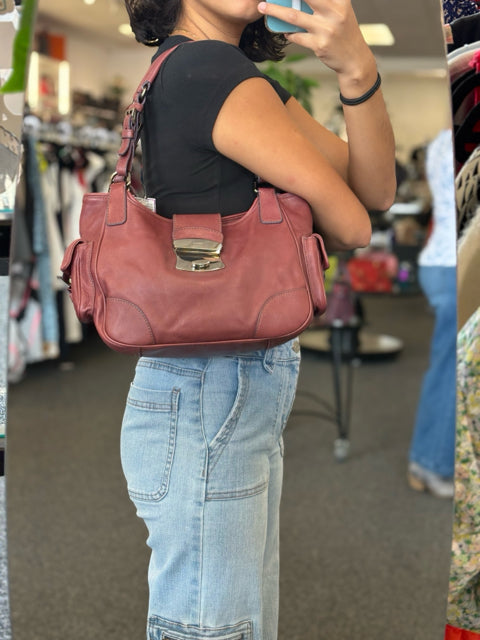 Prada Shoulder Leather Vintage Plum Handbag