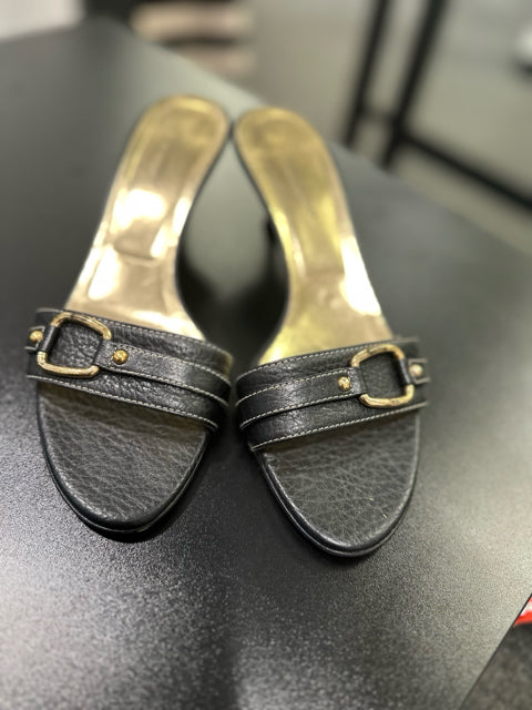 Dolce & Gabana Sz 39 Black Kitten Heel Sandals Shoes