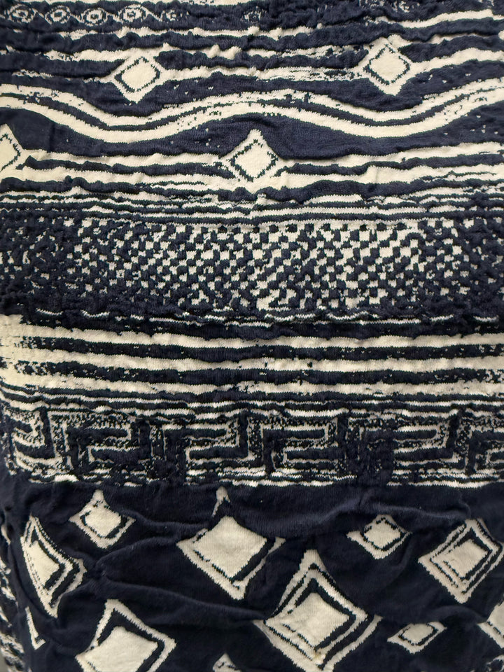 Chanel 16C 1/2 Slv Mockneck white print Top Size 36