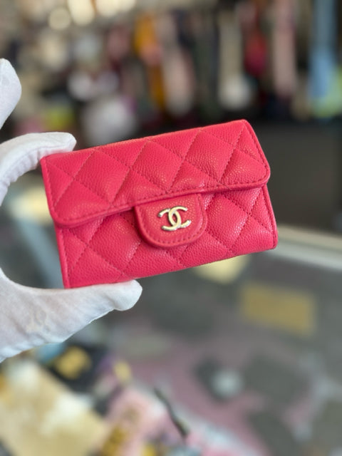 Chanel Fuschia Caviar Cards Cases Full Set