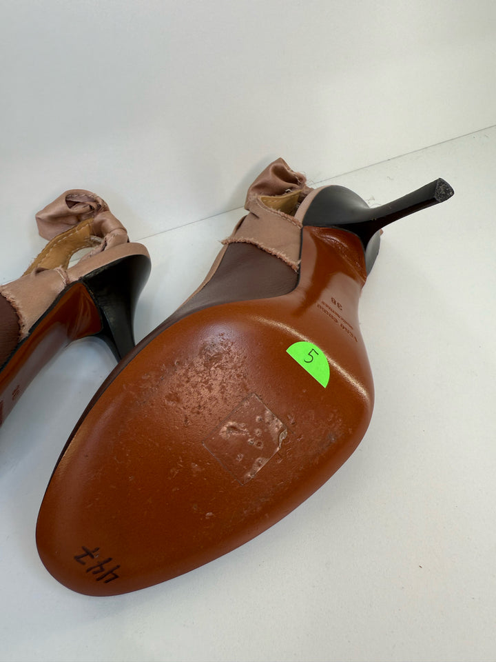 Lanvin Satin Ribbon Leather Pump Shoes Sz 38