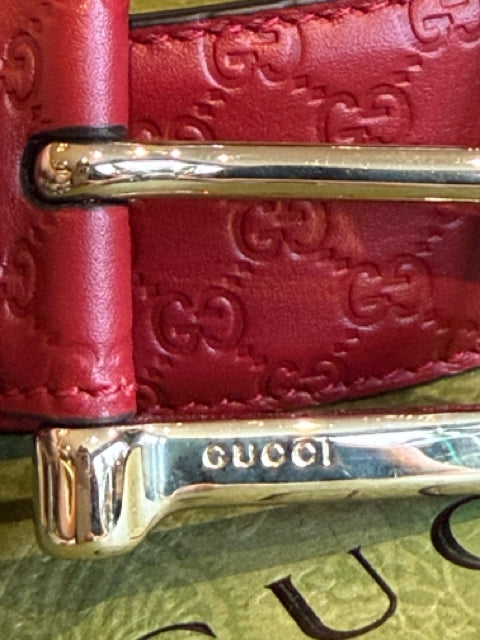 New Gucci Red Guccissima Belt sz 80