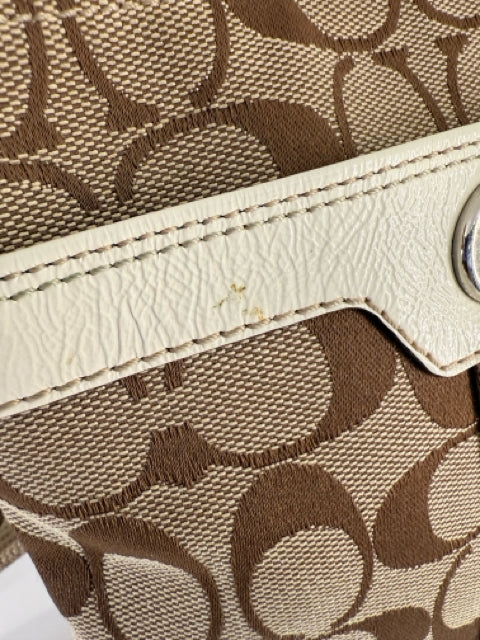 Pre Owned  Coach Logo Canvas Tan and Brown Cross Body