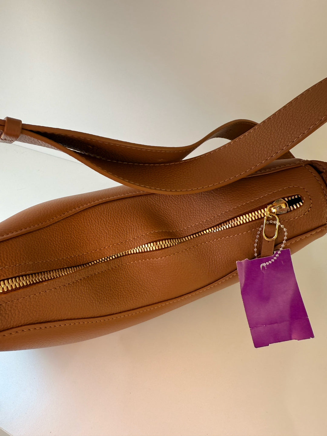POLENE Tan Leather Shoulder Bag