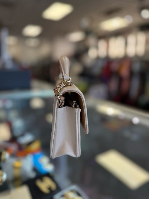 Chanel 2023 Beige Leather Chain Top Handle Crossbody Bags